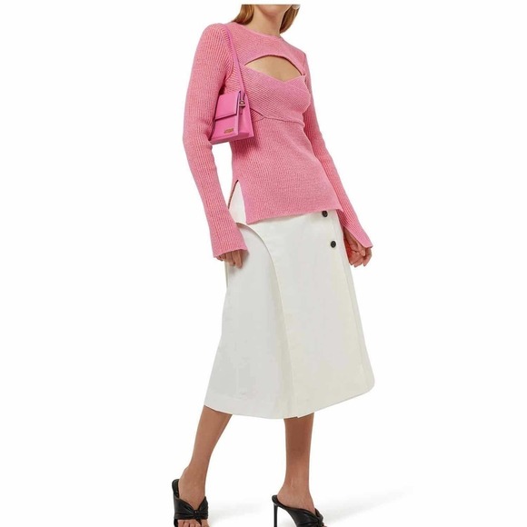 3.1 PHILLIP LIM Sweetheart Ribbed Knit Top Bubblegum Size Small - Picture 5 of 13